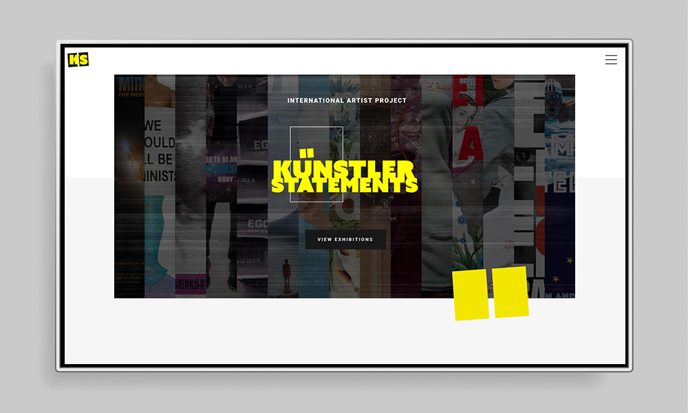 Projektdesign und Webdesign von der TAG EINS Werbeagentur für das internationale Kunstprojekt Künstlerstatements 