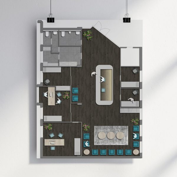 Abbildung einer Grundrissvisualisierung für einen der Shops im Falkenberg Center